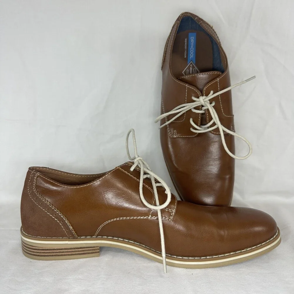 St John's Bay Shoes Mens Size 10.5 Brown Oxford Slater Memory Foam Dry+Cool
